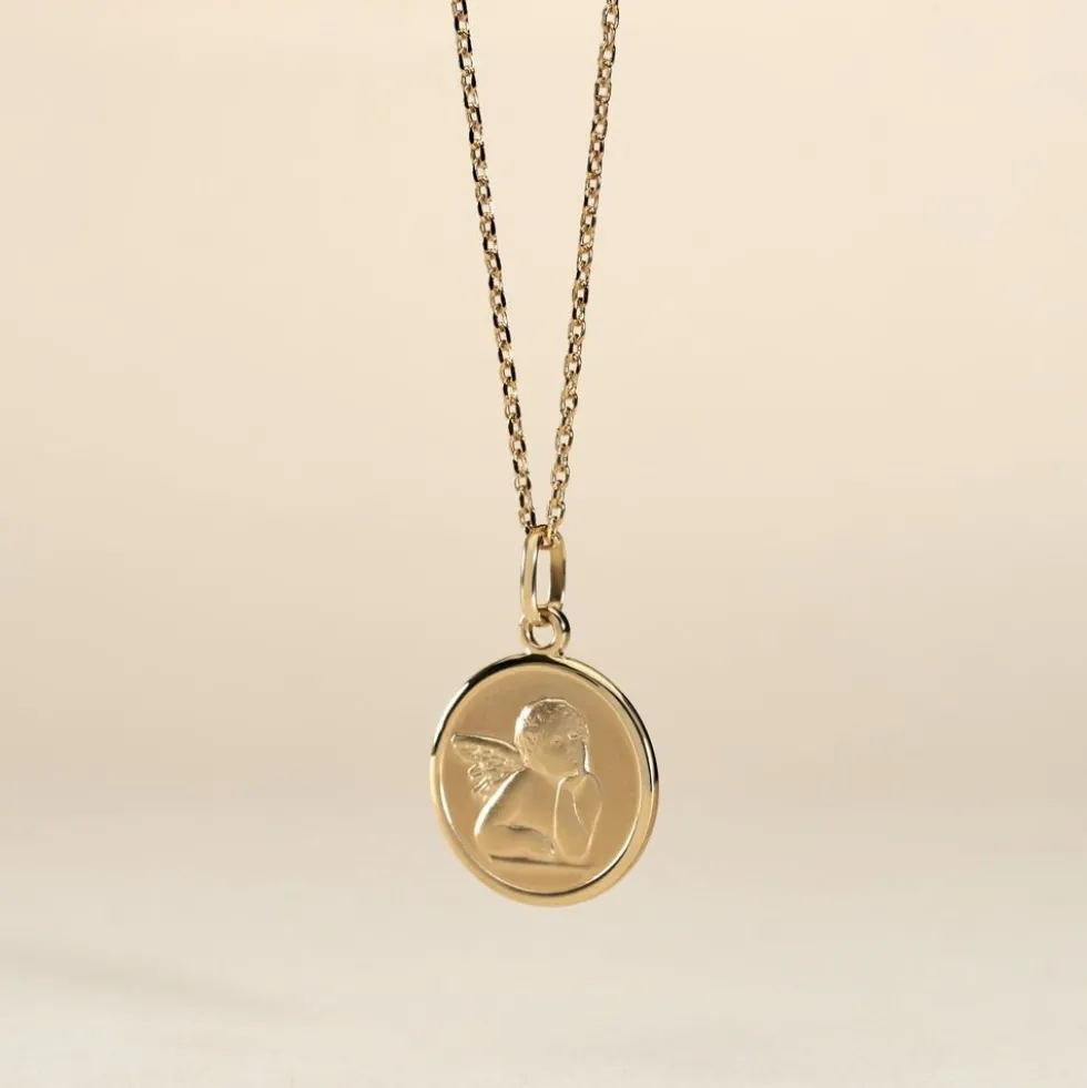 Pendentif Ange Rond Or Jaune