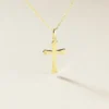 Pendentif Annais Croix Striee Or Jaune