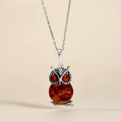 Pendentif Argent Blanc Benoite Ambre