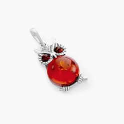 Pendentif Argent Blanc Benoite Ambre