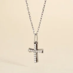 Pendentif Canice Croix Or Blanc Oxyde De Zirconium