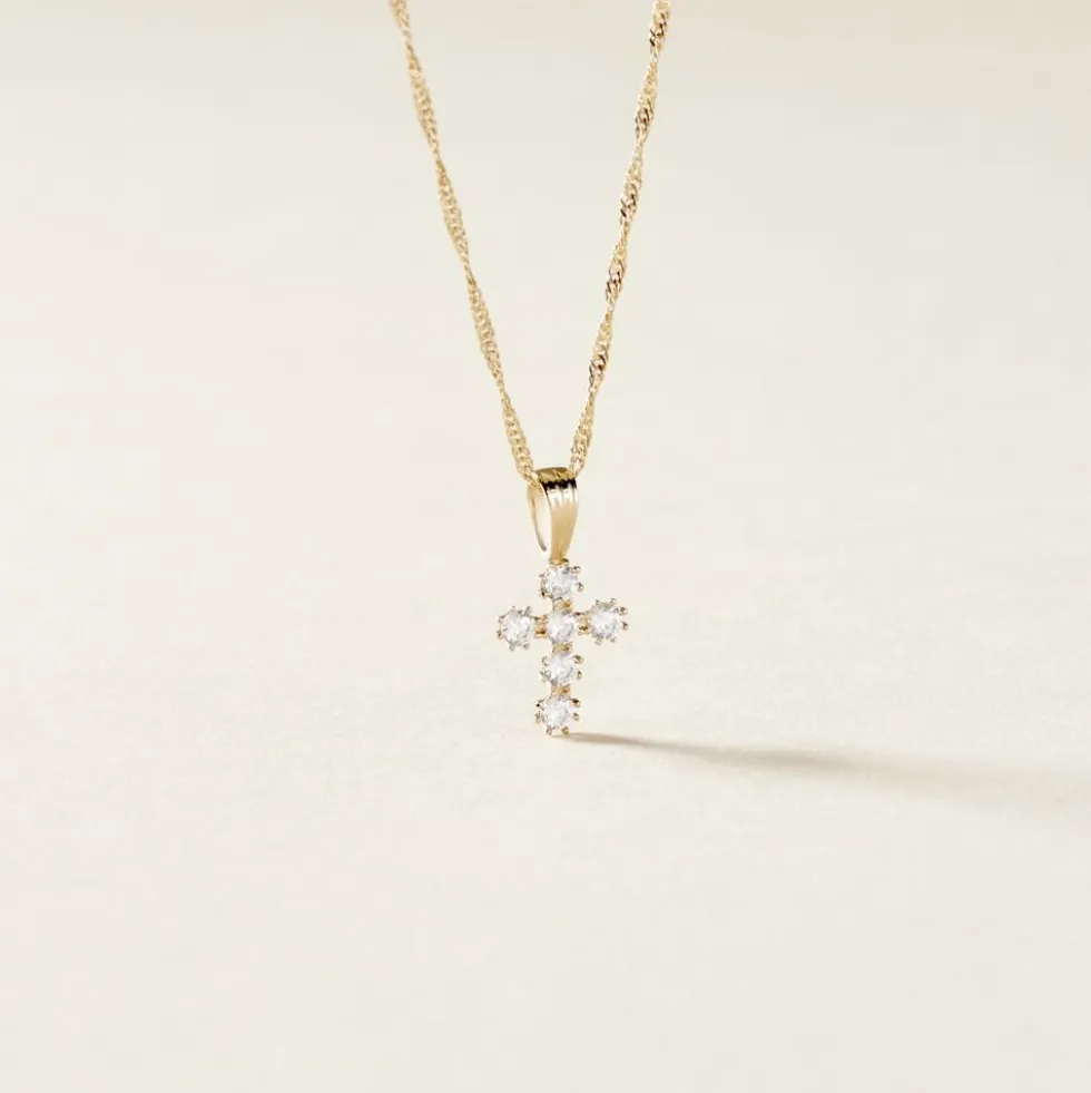 Pendentif Canice Croix Or Jaune Oxyde De Zirconium