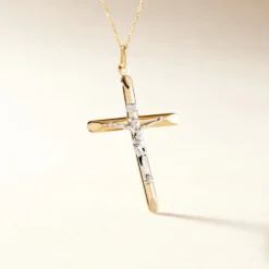 Pendentif Damian Croix Or Bicolore