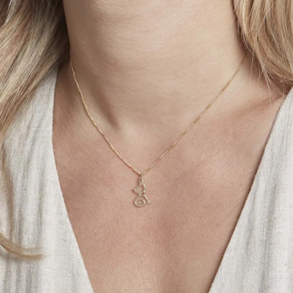 Pendentif Egee Chat Or Jaune