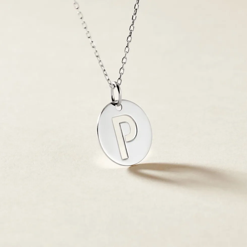 Pendentif Elio P Argent Blanc
