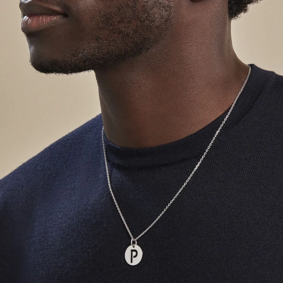 Pendentif Elio P Argent Blanc