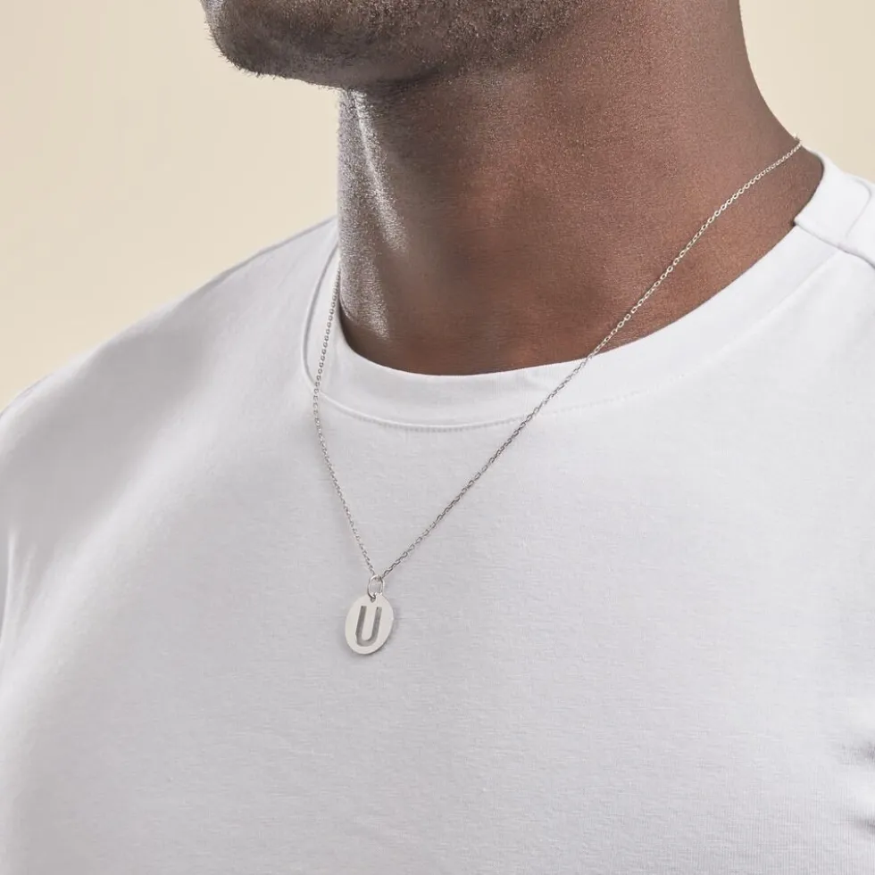 Pendentif Elio U Argent Blanc