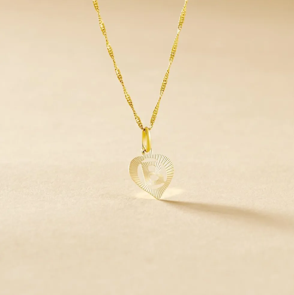 Pendentif Eudocie Coeur Lettre Or Jaune