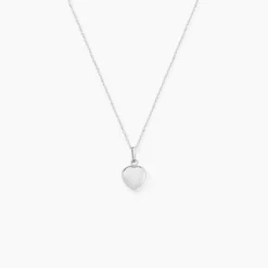 Pendentif Eudocie Coeur Lisse Or Blanc