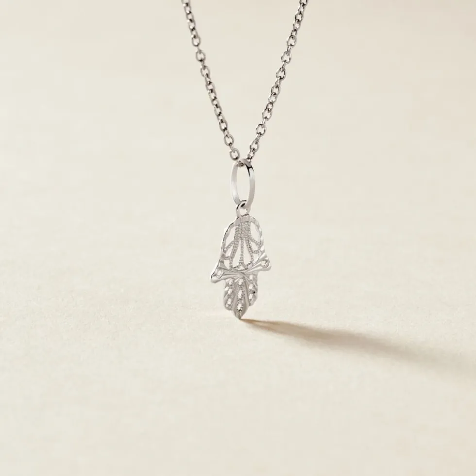 Pendentif Fatima Or Blanc