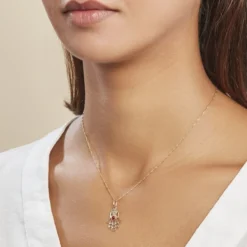 Pendentif Fatima Or Jaune Oxyde De Zirconium