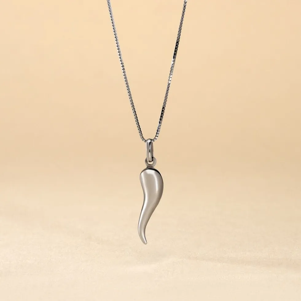 Pendentif Felicette Corne Abondance Or Blanc