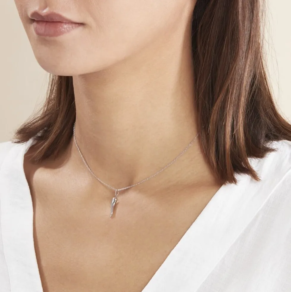 Pendentif Felicette Corne Abondance Or Blanc