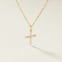 Pendentif Glacen Croix Or Jaune Oxyde De Zirconium