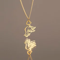 Pendentif Guecha Colombe Et Coeur Or Jaune