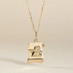 Pendentif Hanne Ange Parchemin Or Jaune