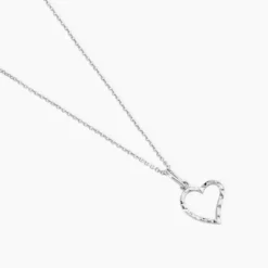 Pendentif Heck Coeur Strie Or Blanc
