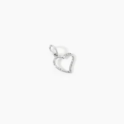 Pendentif Heck Coeur Strie Or Blanc