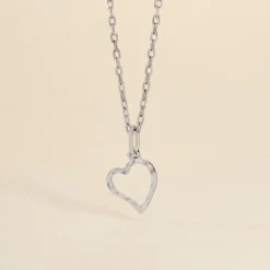 Pendentif Heck Coeur Strie Or Blanc