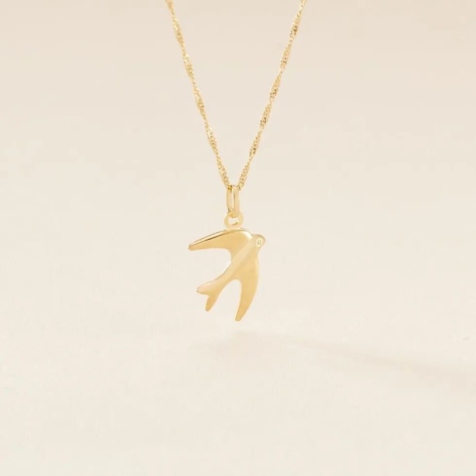 Pendentif Illide Hirondelle Or Jaune