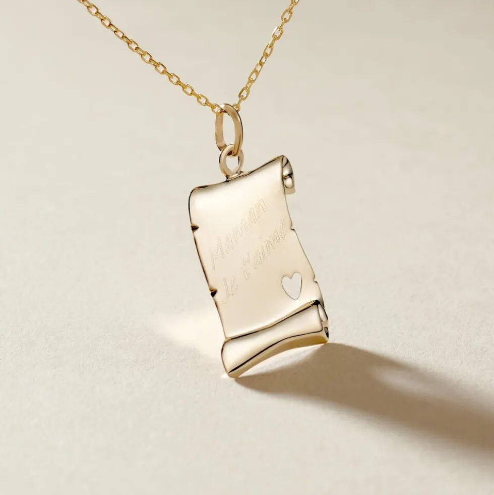 Pendentif Irenca Message Parchemin Or Jaune