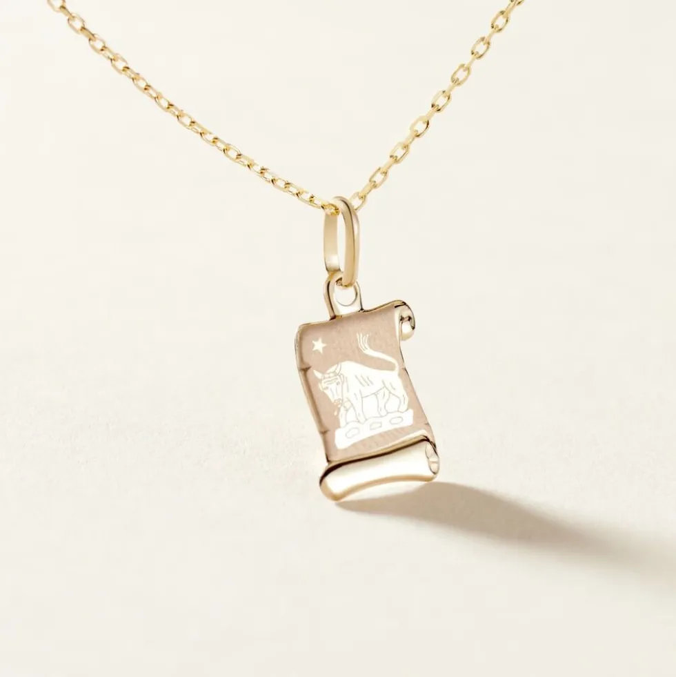 Pendentif Lamie Zodiaque Parchemin Or Jaune
