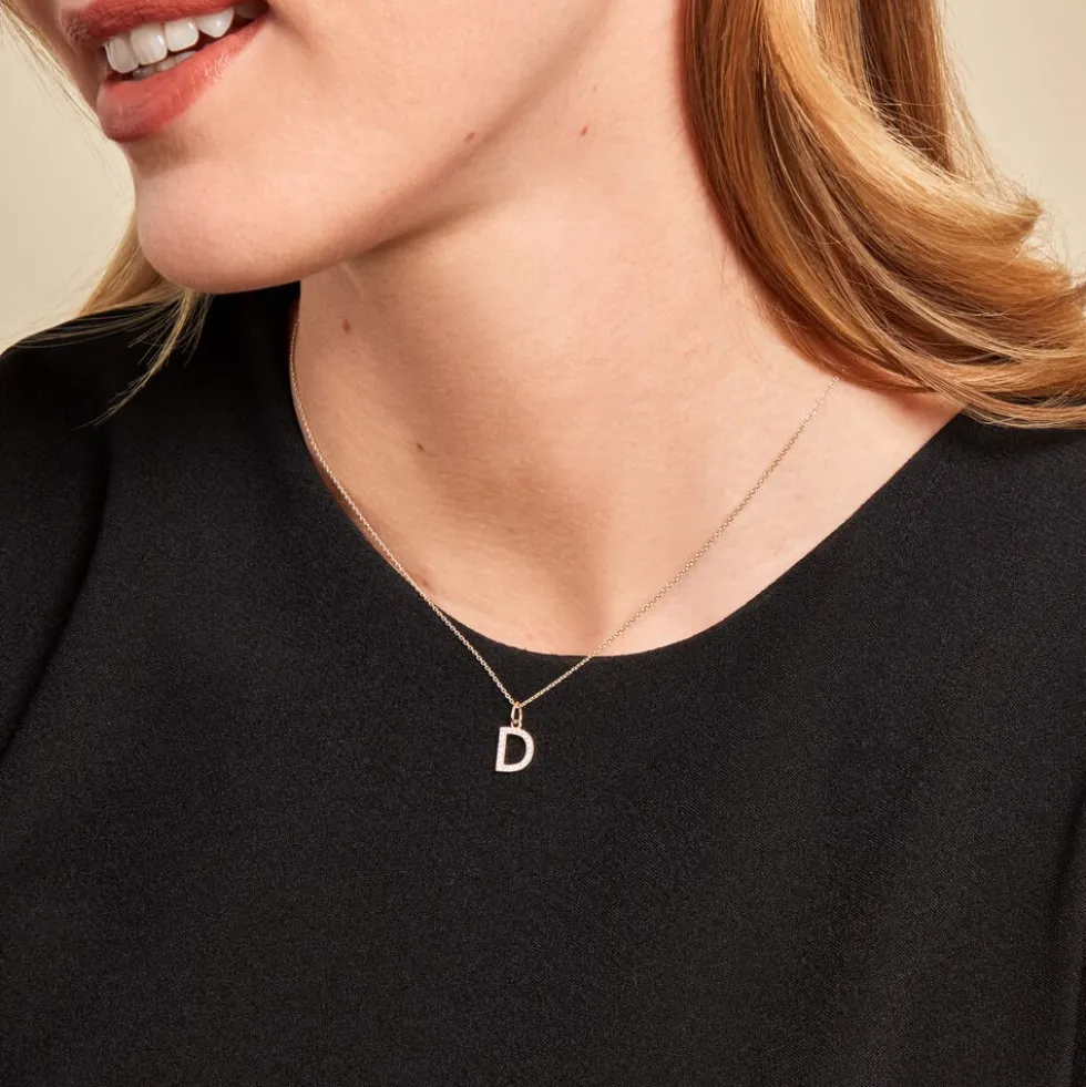 Pendentif Lettre D Or Jaune Oxyde