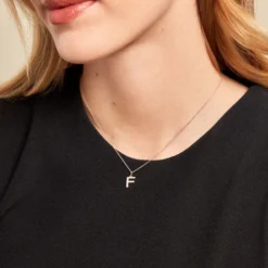 Pendentif Lettre F Or Jaune Oxyde