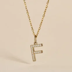 Pendentif Lettre F Or Jaune Oxyde
