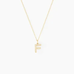 Pendentif Lettre F Or Jaune Oxyde