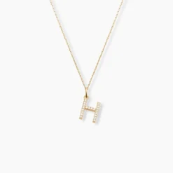 Pendentif Lettre H Or Jaune Oxyde