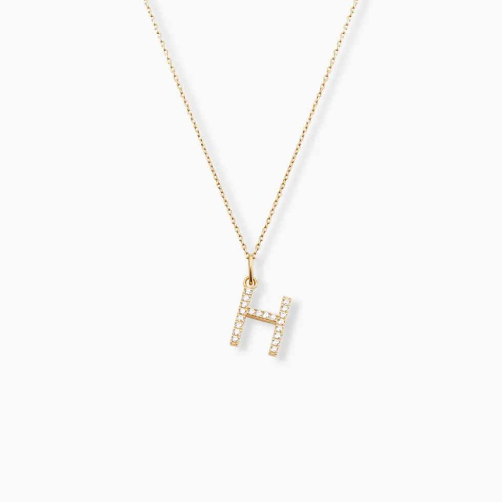 Pendentif Lettre H Or Jaune Oxyde