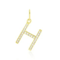 Pendentif Lettre H Or Jaune Oxyde