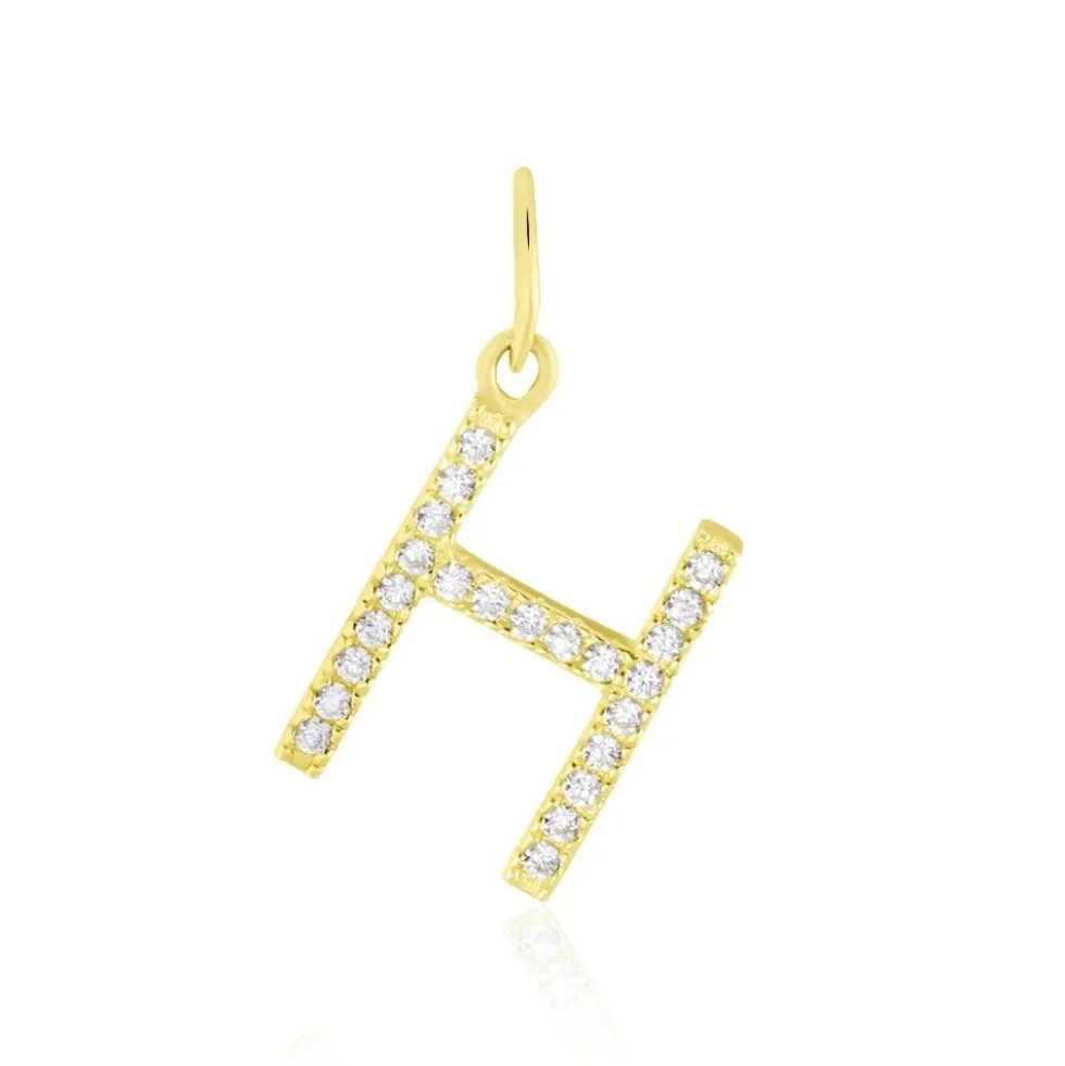 Pendentif Lettre H Or Jaune Oxyde