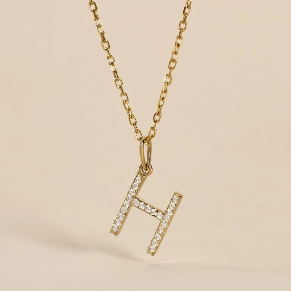 Pendentif Lettre H Or Jaune Oxyde