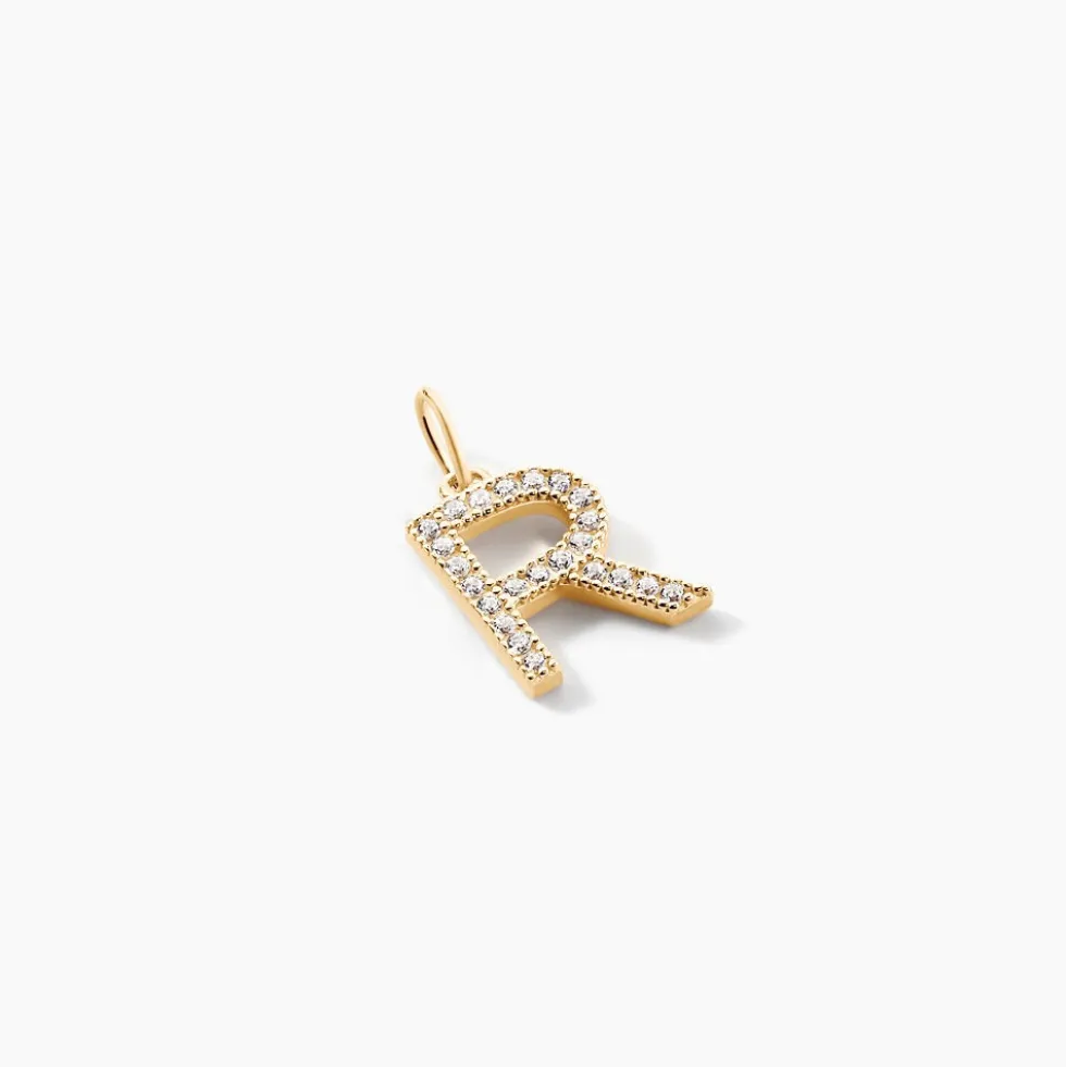 Pendentif Lettre R Or Jaune Oxyde