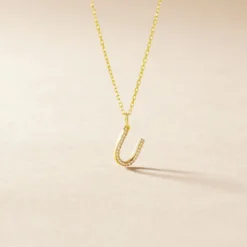 Pendentif Lettre U Or Jaune Oxyde