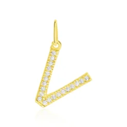 Pendentif Lettre V Or Jaune Oxyde