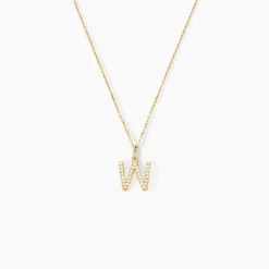 Pendentif Lettre W Or Jaune Oxyde