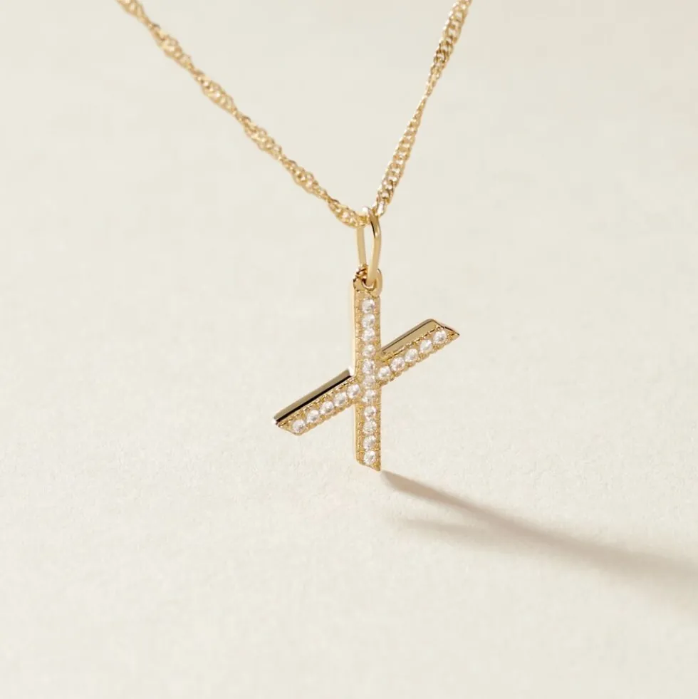Pendentif Lettre X Or Jaune Oxyde