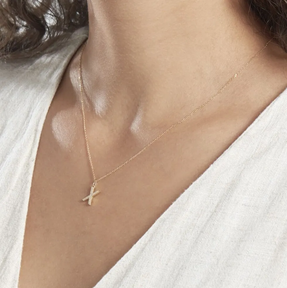Pendentif Lettre X Or Jaune Oxyde