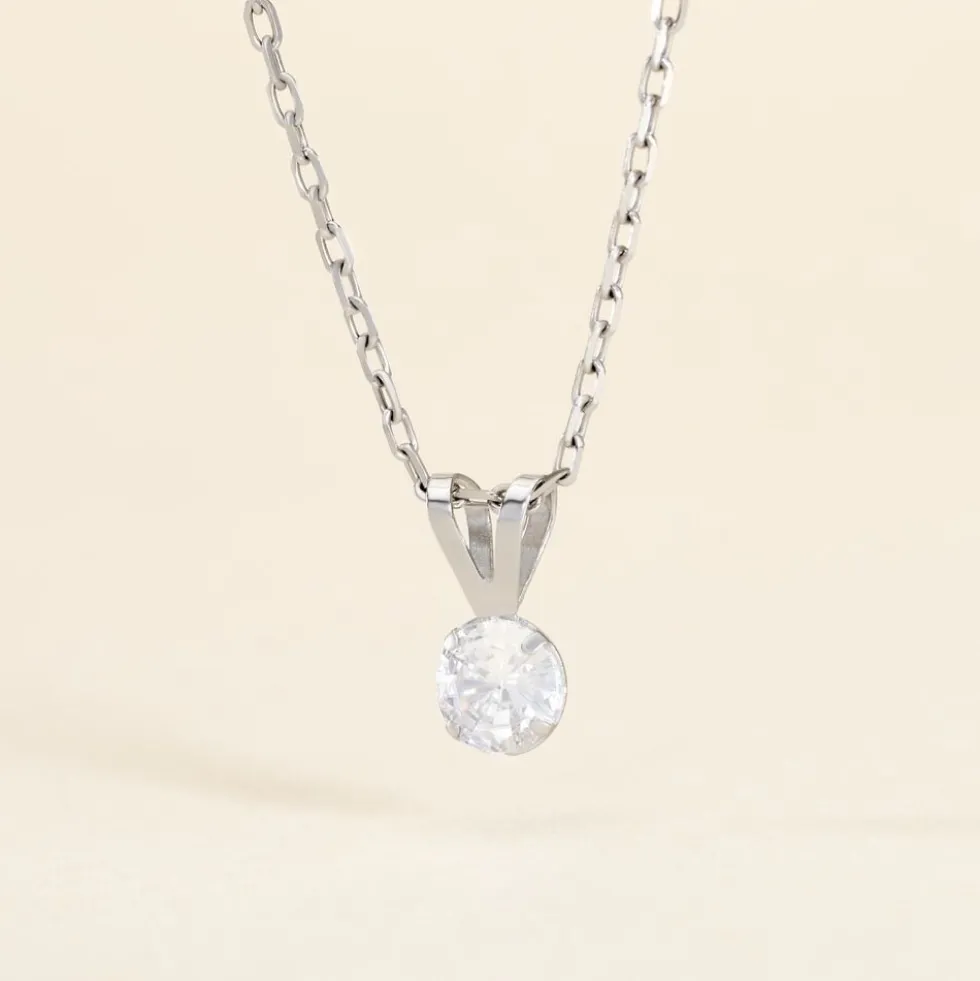 Pendentif Mabila Or Blanc Oxyde De Zirconium