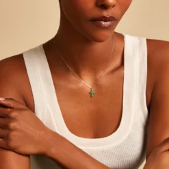 Pendentif Or Jaune Emeraude