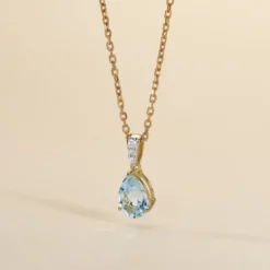 Pendentif Or Jaune Gorgel Topaze Oxydes De Zirconium