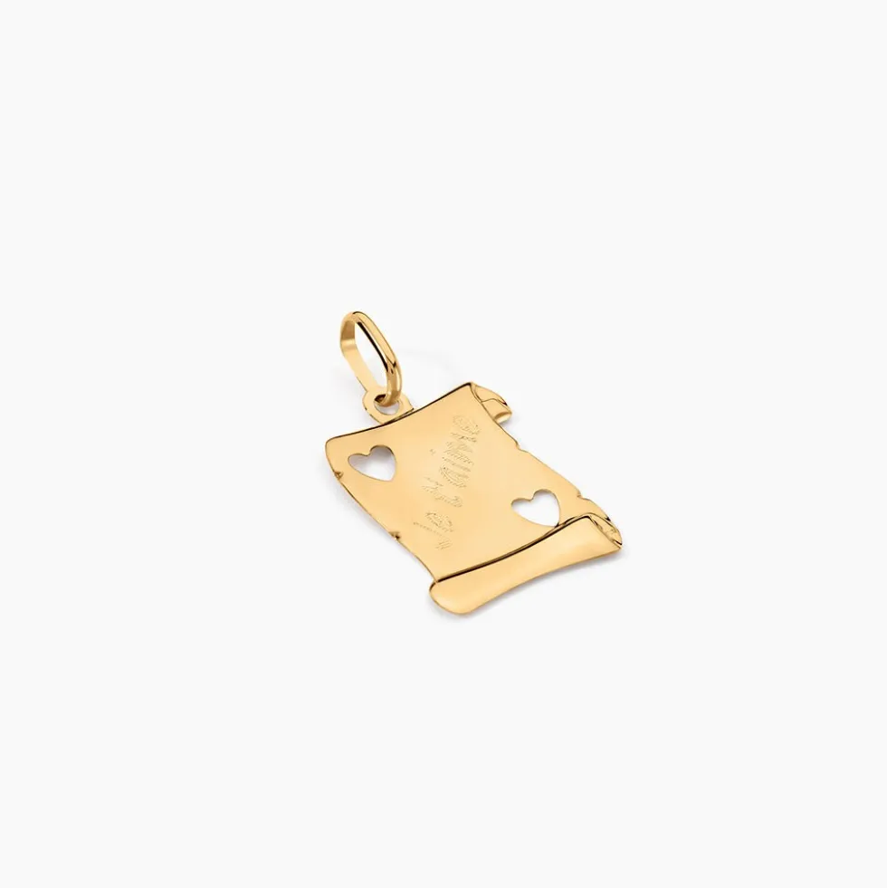 Pendentif Sirona Parchemin Message Or Jaune