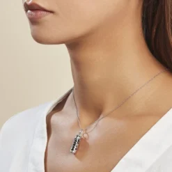 Pendentif Tiki Argent Blanc Onyx