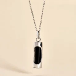 Pendentif Tiki Argent Blanc Onyx