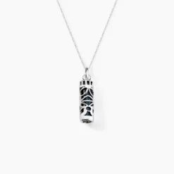 Pendentif Tiki Argent Blanc Onyx