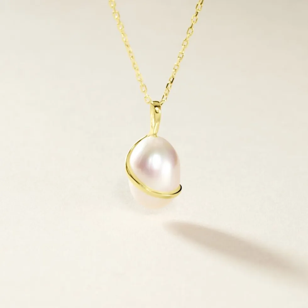 Pendentif Tourbillon Or Jaune Perle De Culture