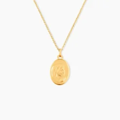 Pendentif Vierge Ovale Or Jaune